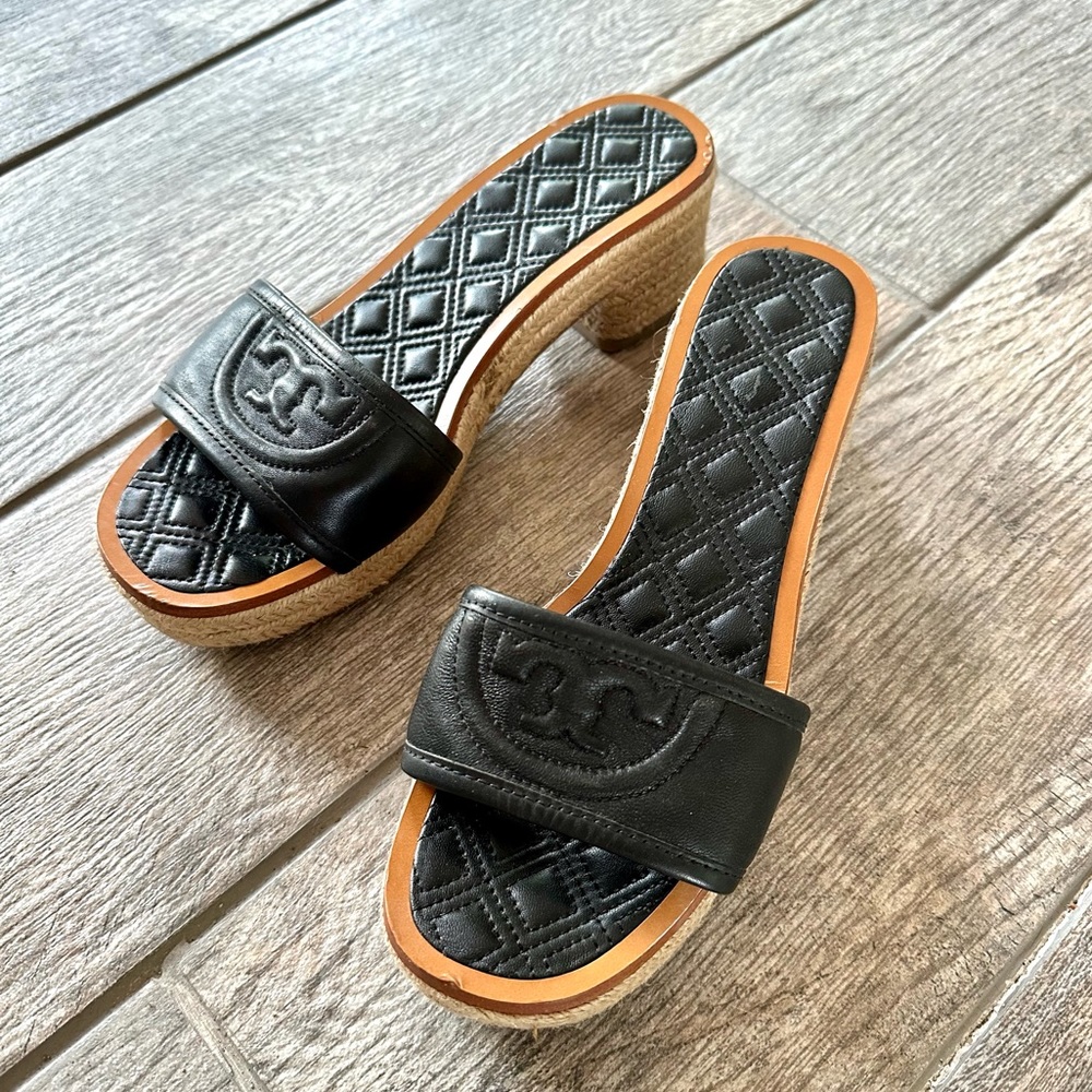 Tory Burch Fleming quilted slide on heeled Sandals
